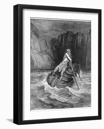 Charon the Ferryman Rowing to Collect Dante and Virgil, to Carry Them across the Styx, 1861-Gustave Doré-Framed Giclee Print