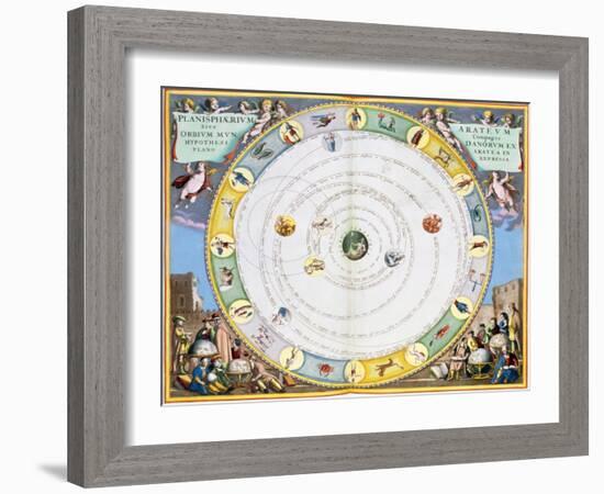 Chart describing the movement of the Planets, 1660-1661-Andreas Cellarius-Framed Giclee Print
