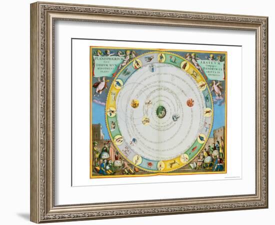 Chart Describing the Movement of the Planets, from Celestial Atlas, or the Harmony of the Universe-Andreas Cellarius-Framed Giclee Print