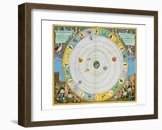 Chart Describing the Movement of the Planets, from Celestial Atlas, or the Harmony of the Universe-Andreas Cellarius-Framed Giclee Print