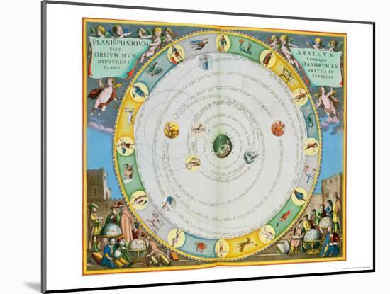 Chart Describing the Movement of the Planets, from Celestial Atlas, or the Harmony of the Universe-Andreas Cellarius-Mounted Giclee Print