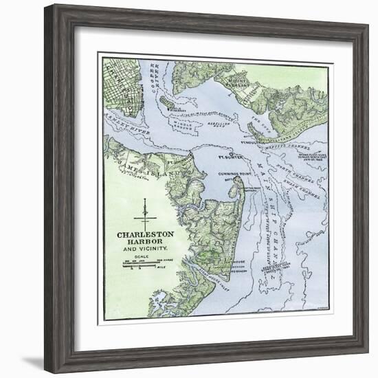 Chart of Charleston Harbor, Showing Fort Sumter and Fort Moultrie-null-Framed Giclee Print