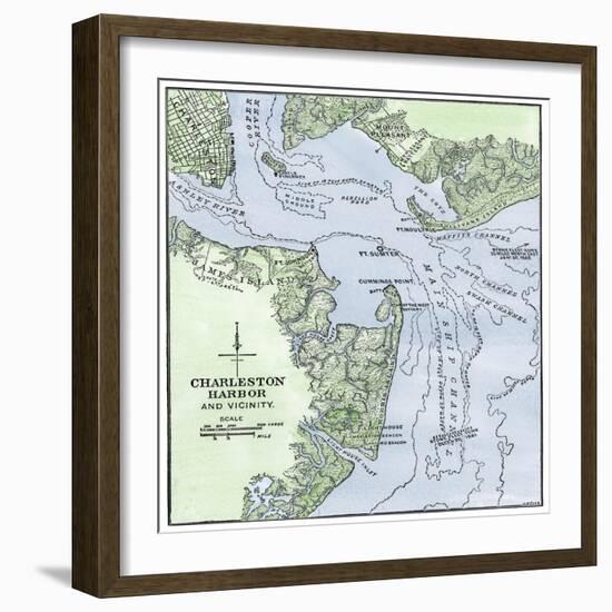 Chart of Charleston Harbor, Showing Fort Sumter and Fort Moultrie-null-Framed Giclee Print
