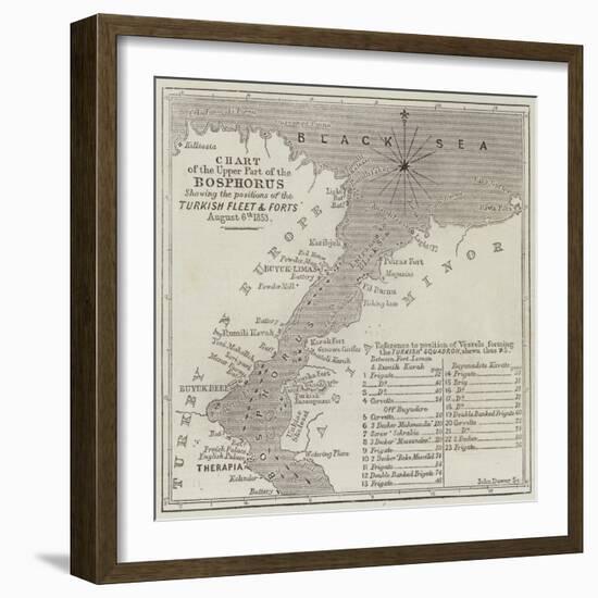 Chart of the Positions of the Ships of the Turkish Fleet in the Bosphorus-John Dower-Framed Giclee Print