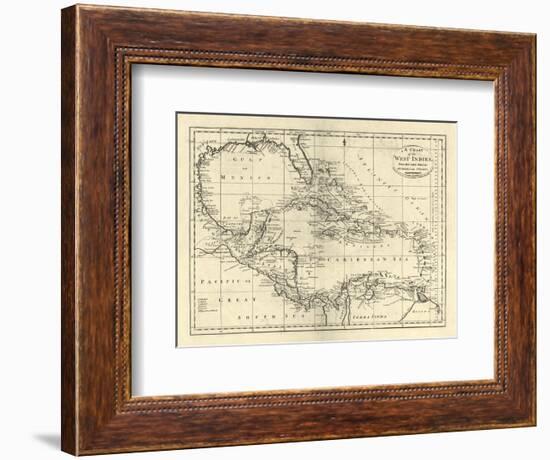 Chart of the West Indies, c.1795-Mathew Carey-Framed Art Print