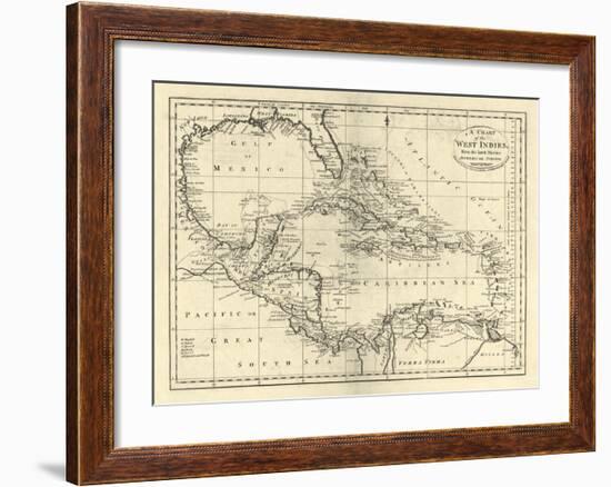 Chart of the West Indies, c.1795-Mathew Carey-Framed Art Print