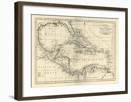 Chart of the West Indies, c.1795-Mathew Carey-Framed Art Print