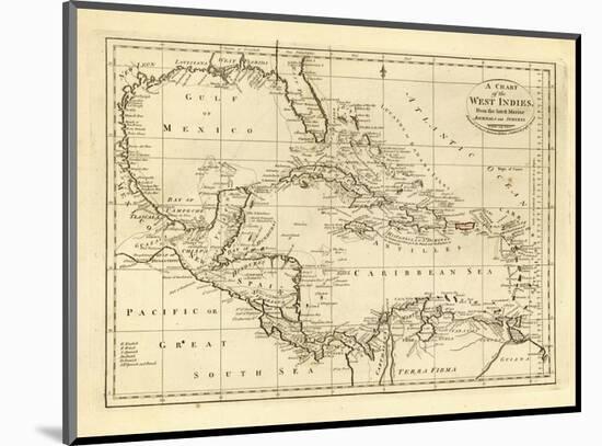 Chart of the West Indies, c.1811-Mathew Carey-Mounted Art Print