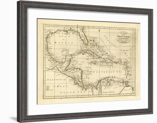 Chart of the West Indies, c.1811-Mathew Carey-Framed Art Print