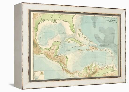 Chart of the West Indies Sea Depths and Land Elevations-null-Framed Premier Image Canvas