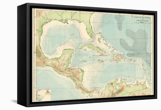 Chart of the West Indies Sea Depths and Land Elevations-null-Framed Premier Image Canvas