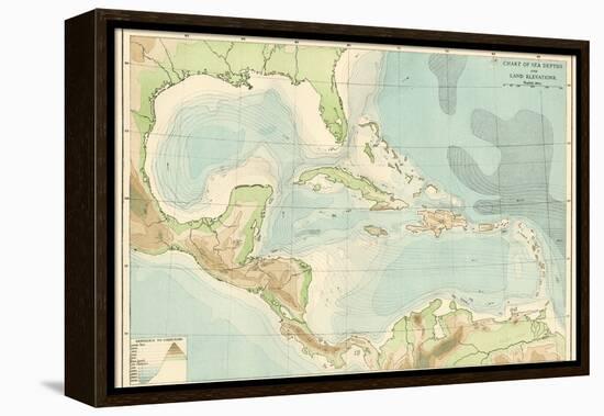 Chart of the West Indies Sea Depths and Land Elevations-null-Framed Premier Image Canvas