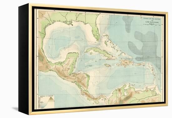 Chart of the West Indies Sea Depths and Land Elevations-null-Framed Premier Image Canvas