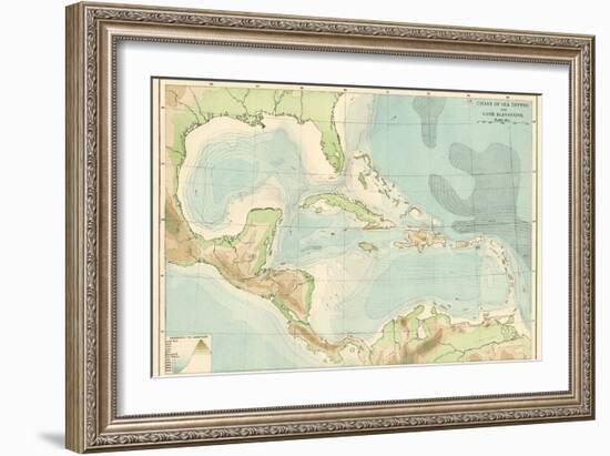 Chart of the West Indies Sea Depths and Land Elevations-null-Framed Giclee Print