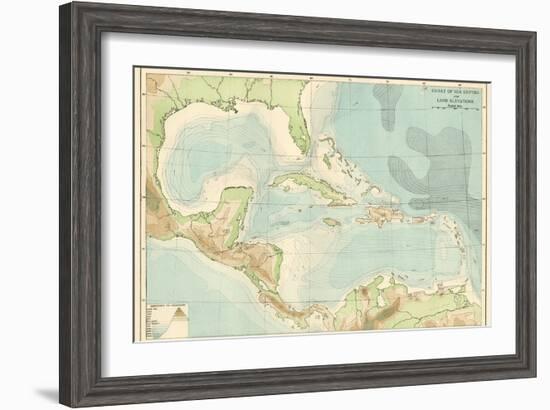 Chart of the West Indies Sea Depths and Land Elevations-null-Framed Giclee Print