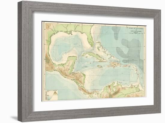 Chart of the West Indies Sea Depths and Land Elevations-null-Framed Giclee Print