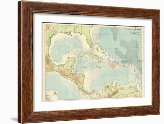 Chart of the West Indies Sea Depths and Land Elevations-null-Framed Giclee Print