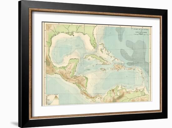 Chart of the West Indies Sea Depths and Land Elevations-null-Framed Giclee Print