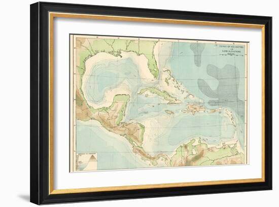 Chart of the West Indies Sea Depths and Land Elevations-null-Framed Giclee Print