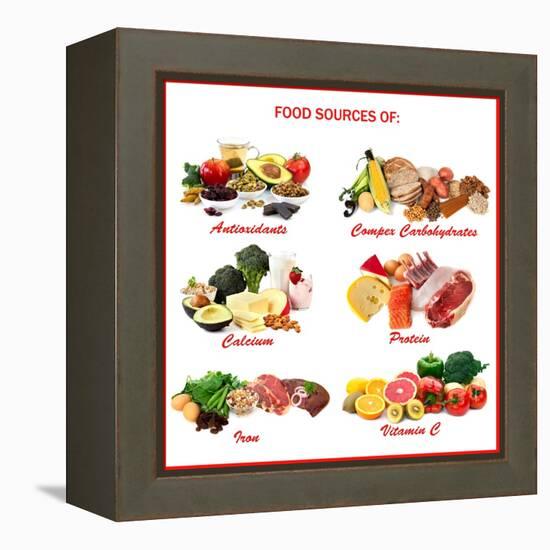 Chart Showing Food Sources of Various Nutrients-Robyn Mackenzie-Framed Stretched Canvas