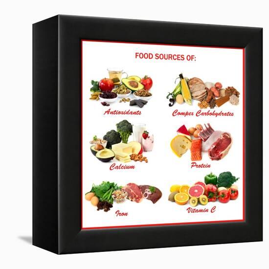 Chart Showing Food Sources of Various Nutrients-Robyn Mackenzie-Framed Stretched Canvas