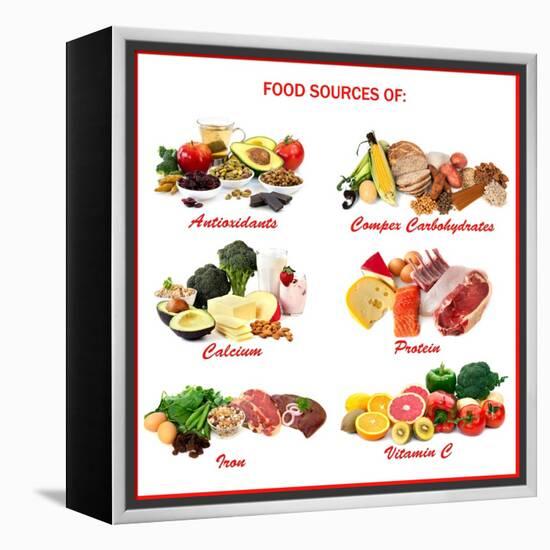 Chart Showing Food Sources of Various Nutrients-Robyn Mackenzie-Framed Stretched Canvas