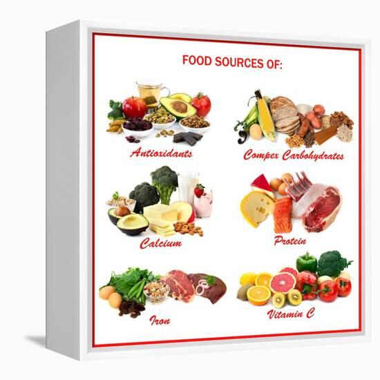 Chart Showing Food Sources of Various Nutrients-Robyn Mackenzie-Framed Stretched Canvas