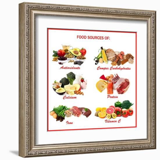 Chart Showing Food Sources of Various Nutrients-Robyn Mackenzie-Framed Art Print