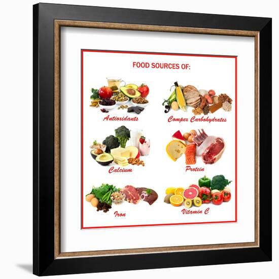 Chart Showing Food Sources of Various Nutrients-Robyn Mackenzie-Framed Art Print