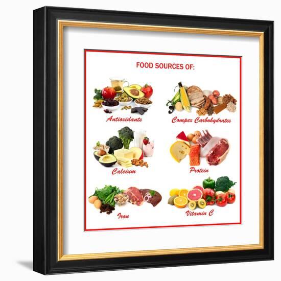 Chart Showing Food Sources of Various Nutrients-Robyn Mackenzie-Framed Art Print