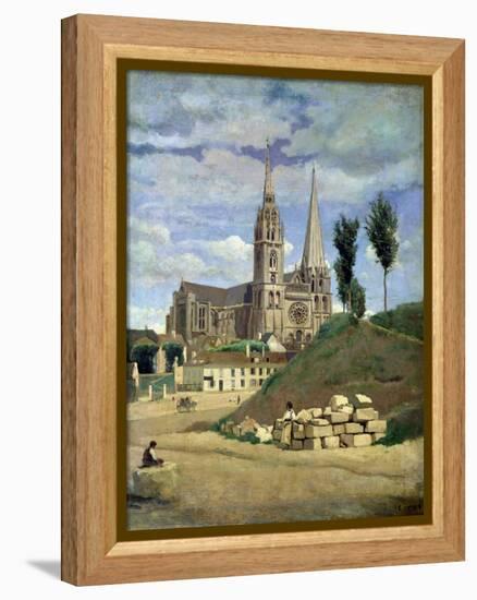 Chartres Cathedral, 1830-Jean-Baptiste-Camille Corot-Framed Premier Image Canvas