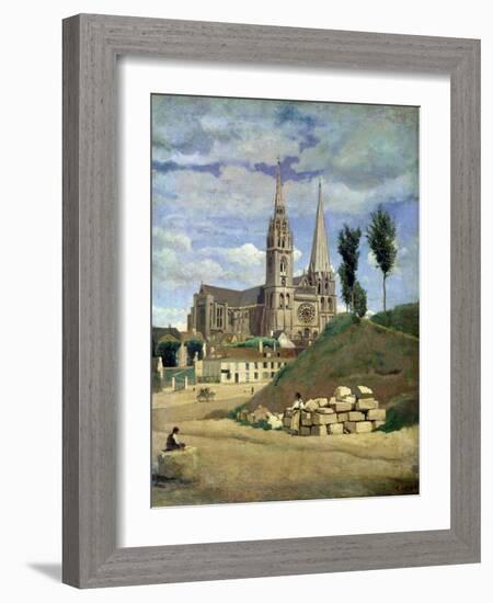 Chartres Cathedral, 1830-Jean-Baptiste-Camille Corot-Framed Giclee Print