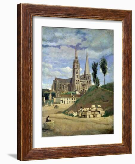 Chartres Cathedral, 1830-Jean-Baptiste-Camille Corot-Framed Giclee Print