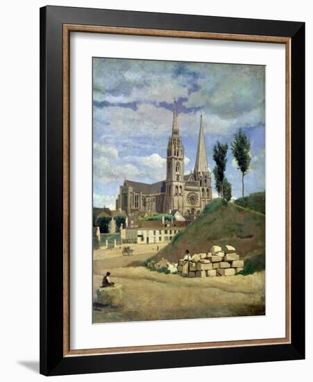 Chartres Cathedral, 1830-Jean-Baptiste-Camille Corot-Framed Giclee Print