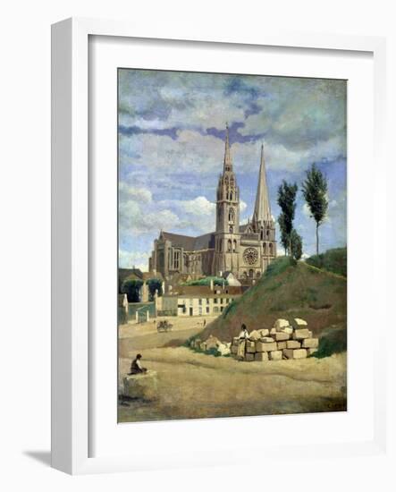 Chartres Cathedral, 1830-Jean-Baptiste-Camille Corot-Framed Giclee Print