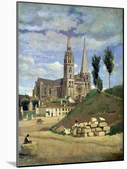 Chartres Cathedral, 1830-Jean-Baptiste-Camille Corot-Mounted Giclee Print