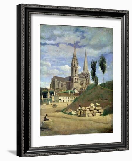 Chartres Cathedral, 1830-Jean-Baptiste-Camille Corot-Framed Giclee Print