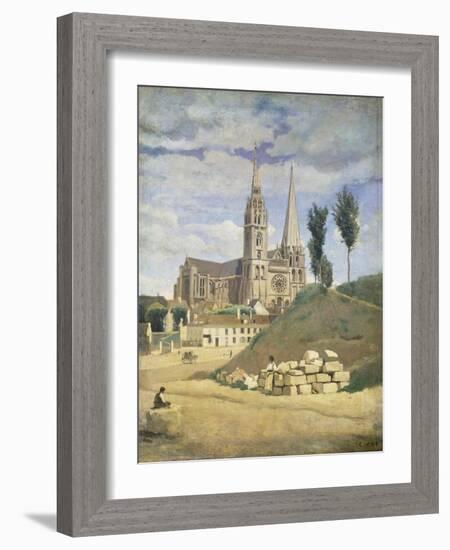 Chartres Cathedral, 1830-Jean-Baptiste-Camille Corot-Framed Giclee Print