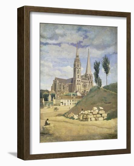 Chartres Cathedral, 1830-Jean-Baptiste-Camille Corot-Framed Giclee Print