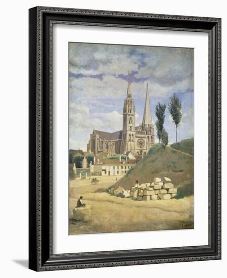 Chartres Cathedral, 1830-Jean-Baptiste-Camille Corot-Framed Giclee Print