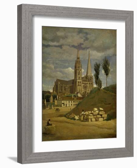 Chartres Cathedral, 1830-Jean-Baptiste-Camille Corot-Framed Giclee Print