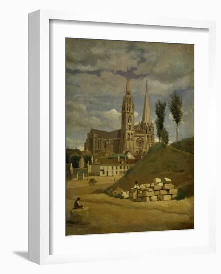 Chartres Cathedral, 1830-Jean-Baptiste-Camille Corot-Framed Giclee Print