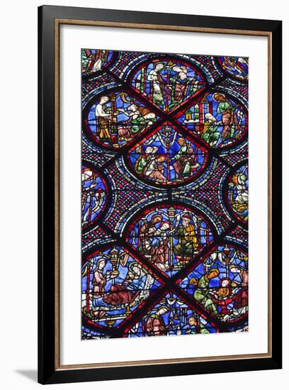 Chartres Cathedral, Stained Glass, Chartres, Eure Et Loir, France-Walter Bibikow-Framed Photographic Print