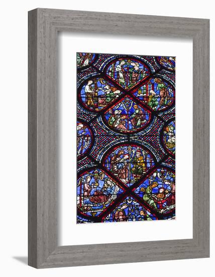 Chartres Cathedral, Stained Glass, Chartres, Eure Et Loir, France-Walter Bibikow-Framed Photographic Print