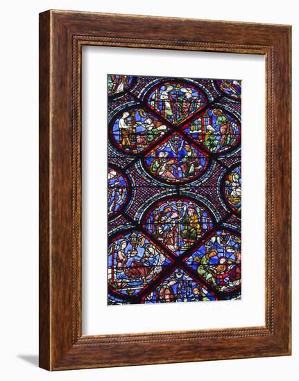 Chartres Cathedral, Stained Glass, Chartres, Eure Et Loir, France-Walter Bibikow-Framed Photographic Print