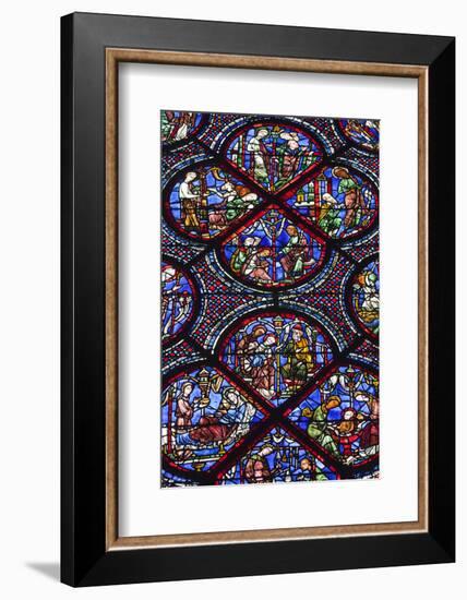 Chartres Cathedral, Stained Glass, Chartres, Eure Et Loir, France-Walter Bibikow-Framed Photographic Print