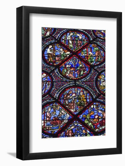 Chartres Cathedral, Stained Glass, Chartres, Eure Et Loir, France-Walter Bibikow-Framed Photographic Print