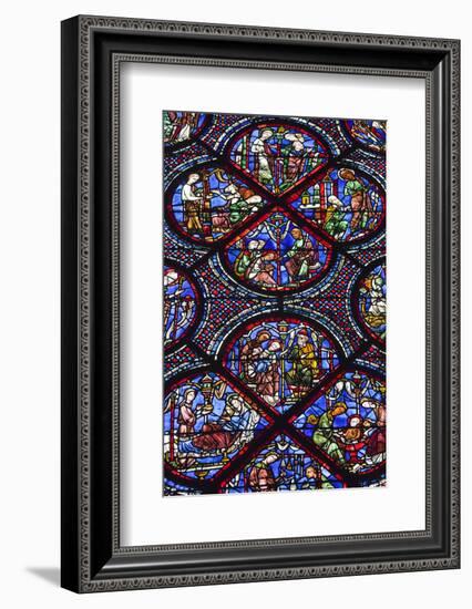 Chartres Cathedral, Stained Glass, Chartres, Eure Et Loir, France-Walter Bibikow-Framed Photographic Print