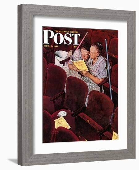 "Charwomen" Saturday Evening Post Cover, April 6,1946-Norman Rockwell-Framed Giclee Print