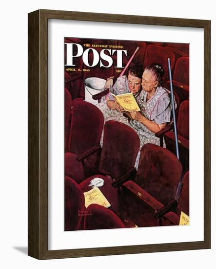 "Charwomen" Saturday Evening Post Cover, April 6,1946-Norman Rockwell-Framed Giclee Print